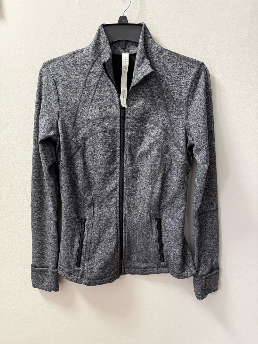 Lululemon Define Jacket Heathered Herringbone Gray Black - Size 8